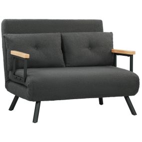 Sofá Cama de 2 Plazas Sofá Cama Plegable Tapizado en Terciopelo con Respaldo Ajustable de 5 Niveles y Almohadas Acolchadas para Oficina Dormitorio Salón 102x73x81 cm Gris Oscuro