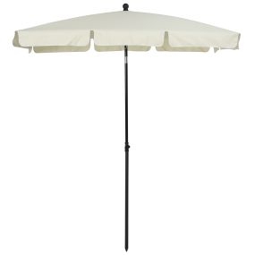 Sombrilla de Jardín de Aluminio 198x130x245 cm Parasol de Jardín Rectangular con Función de Inclinación para Terraza Patio Exterior Beige