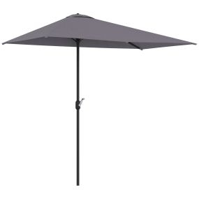 Sombrilla Rectangular 230x130x245 cm Parasol para Pared Media Sombrilla con Manivela Protección UV 30+ Impermeable Sombrilla para Balcón Terraza Jardín Gris