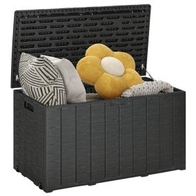 Baúl de Almacenamiento Exterior 366L Arcón para Jardín de Plástico de Doble Pared Impermeable Anti-UV con Ruedas y Asas para Terraza Patio Carga 100 kg 122,4x62x64,5 cm Negro