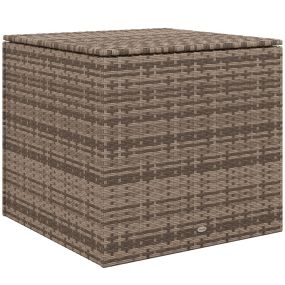 Baúl de Exterior de Ratán Sintético 75x75x70 cm Arcón de Almacenaje con Varilla Hidráulica y Marco de Acero Carga 50 kg Caqui