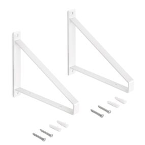 Juego de soportes para estante de madera Shelf con forma triangular, Acero, Pintado blanco