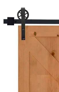 Herraje Puerta Corredera 200 cm Kit de Rieles Deslizantes para Puerta de Granero de Madera Acero al Carbono Baño Cocina Dormitorio Negro (Aosom)