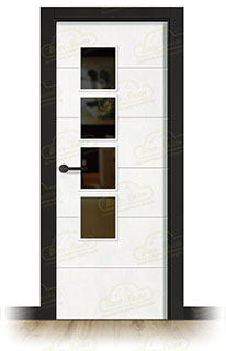 Puerta Premium PVT7-BV4L Lacada Blanca y Negra de Interior en Block (Maciza)